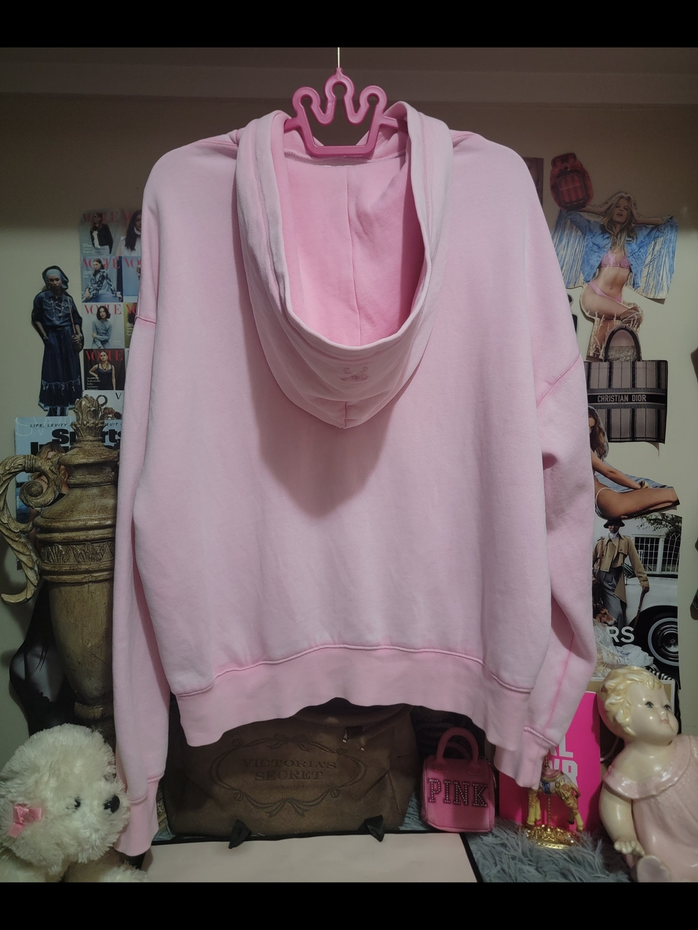 Victoria's Secret PINK Light Pink Ribbon Graphic Hoodie Medium - Picture 3 of 5